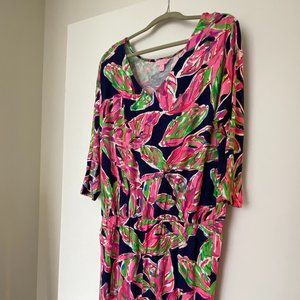 Lilly Pulitzer Cotton Print Dress - XL - Cara Dolman Sleeve